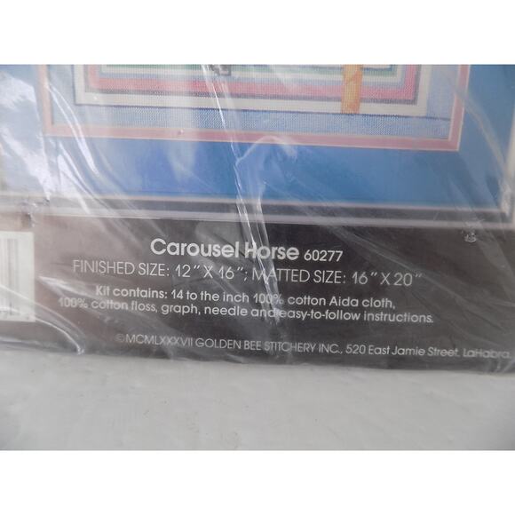 Golden Bee Carousel Horse Counted Cross Stitch Kit 60277 12" X 16" NEW - Picture 2 of 4